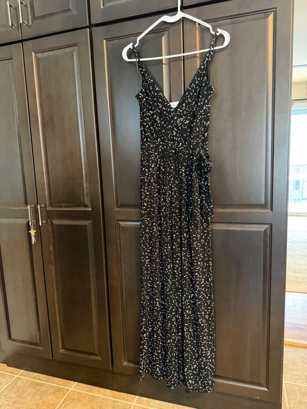 Kaileigh Black Printed Jumpsuit with Tan Speckle